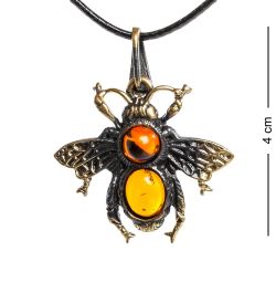 AM-1211 Подвеска «Пчелка» (латунь, янтарь)