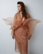 Юбка из шелковой органзы карамель