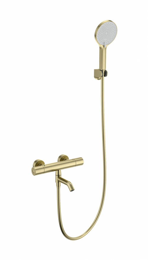 Смеситель для ванны с душем и термостатом WONZON & WOGHAND INN 1, Брашированное золото (WW-B3013-A1-BG)