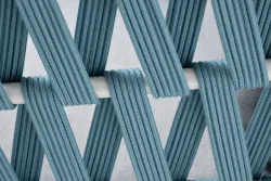 "Диего" кресло плетеное из роупа, каркас алюминий светло-серый (RAL7035) муар, роуп бирюзовый круглый, ткань светло-серая