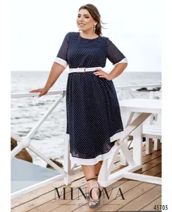 Платье 0165-Синий-горох Minova