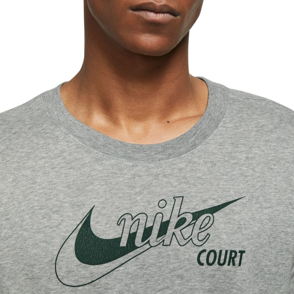 Мужская теннисная футболка Nike Court Dri-Fit Swoosh Men's Tennis T-Shirt - dark grey heather/pro green