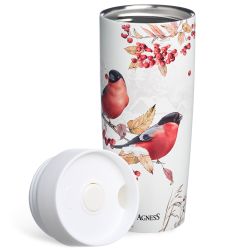 ТЕРМОКРУЖКА AGNESS "СНЕГИРИ" 360МЛ, КОЛБА НЕРЖ.СТАЛЬ 18/10