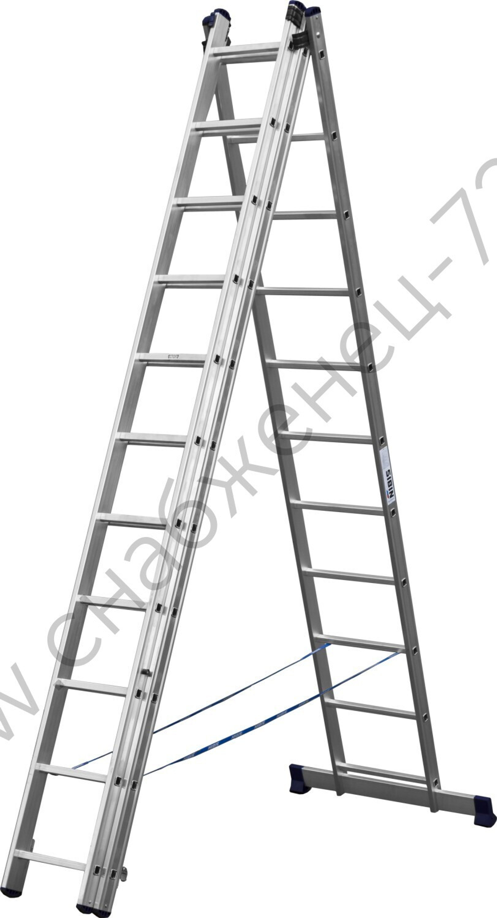 СИБИН 11 ступеней, со стабилизатором, алюминиевая, трехсекционная лестница (38833-11)