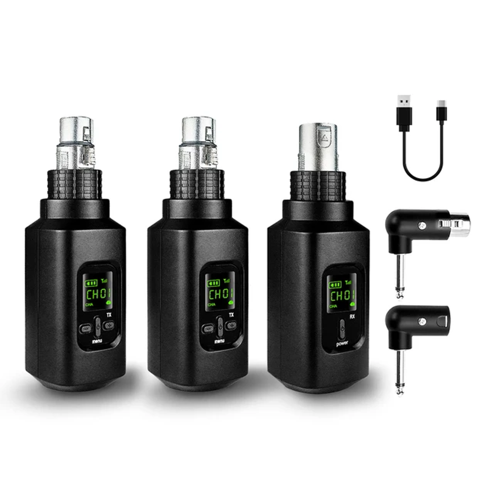 Heikuding. Беспроводная микрофонная система (2.4GHz New for 2Mic) UHF XLR,  (передатчик и 2 приемника),  для динамических микрофонов, возможно испольование для инструмента.