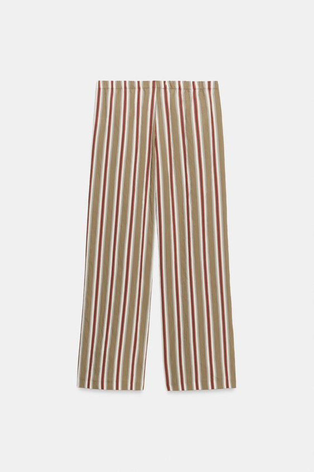 ZARA БРЮКИ-ПИЖАМА В ПОЛОСКУ, СВЕТЛО-КОРИЧНЕВЫЙ