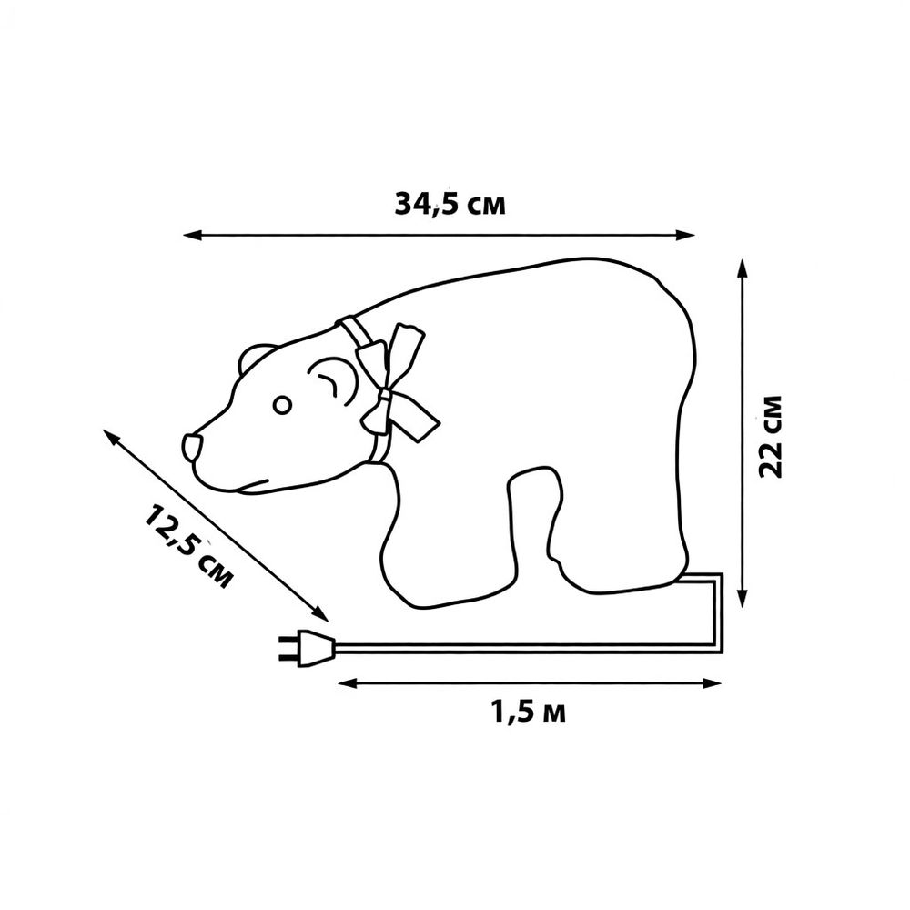 ULD-M3423-040-STA WHITE IP20 WHITE BEAR Фигура светодиодная Белый медведь. 35x22см. 40 светодиодов. Белый свет. Провод прозрачный. TM Uniel