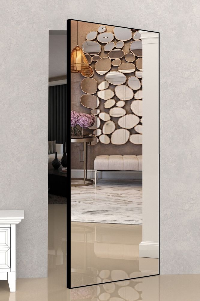 Межкомнатная дверь Zadoor FiloMuro ПГ Elen ALU Black с зеркалом