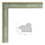 Фоторамка пластиковая 21х30 см, голубая, золотой орнамент, арт. 2130.612543