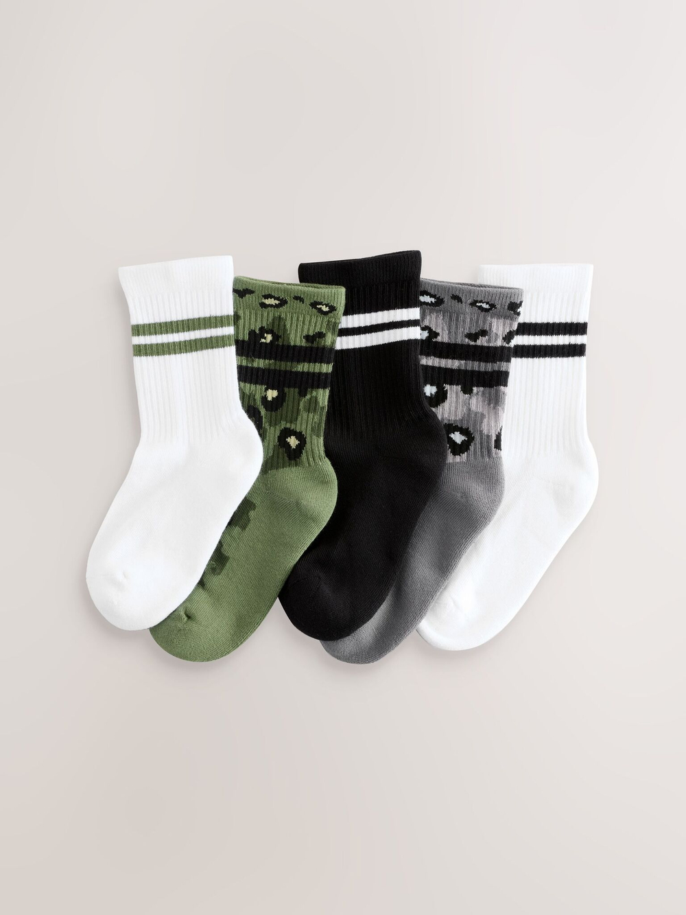 Носки для мальчика Next AL5-814, 5 шт., Белый, Хаки, Черный