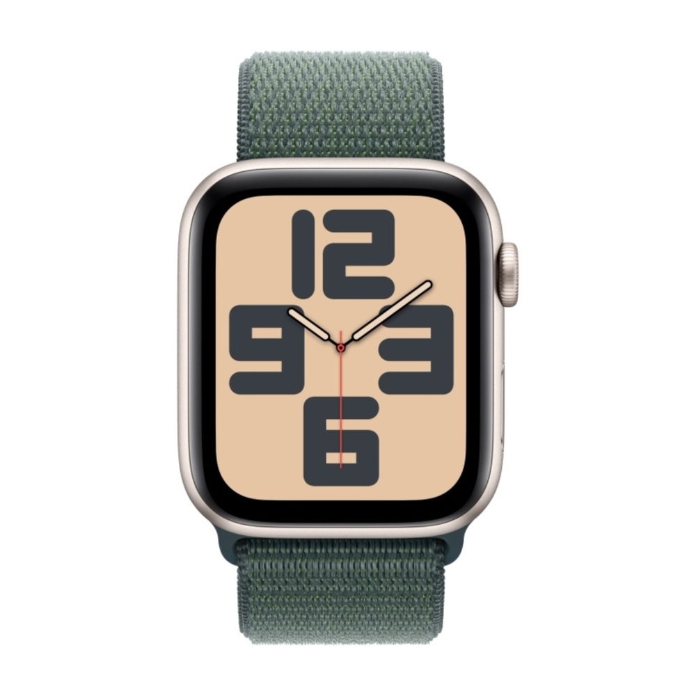 Apple Watch SE 2024 44mm Starlight Aluminum Case with Lake Green Sport Loop