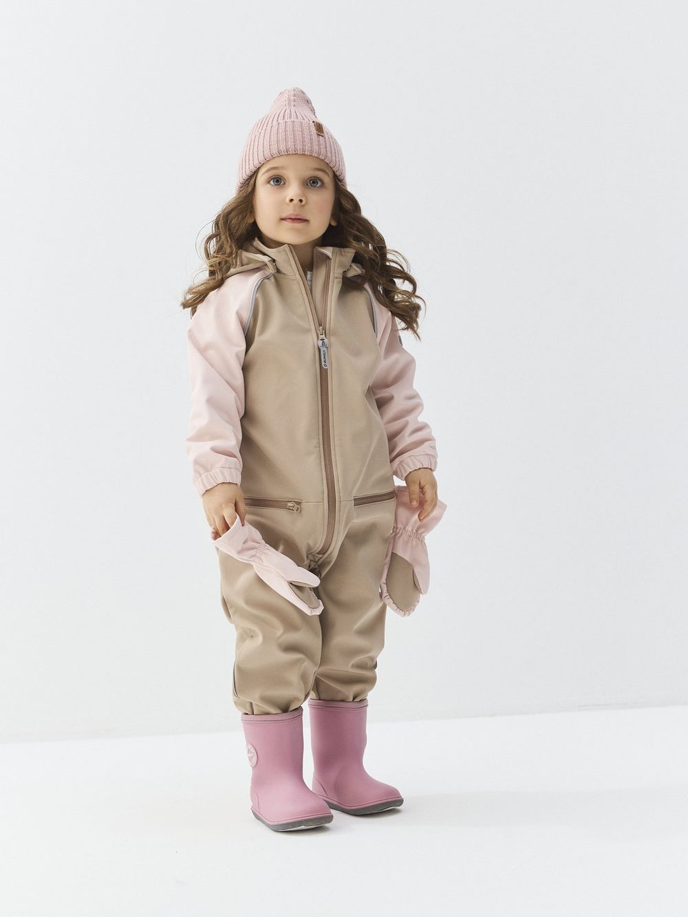 Комбинезон Softshell Колор-блок "Зефир" с варежками 0+