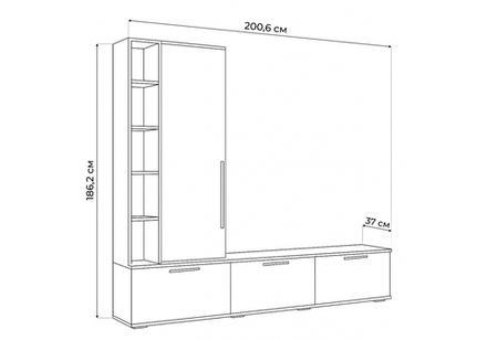 ТВ-тумба Woodville Филеста шиншилла серая, дуб вотан