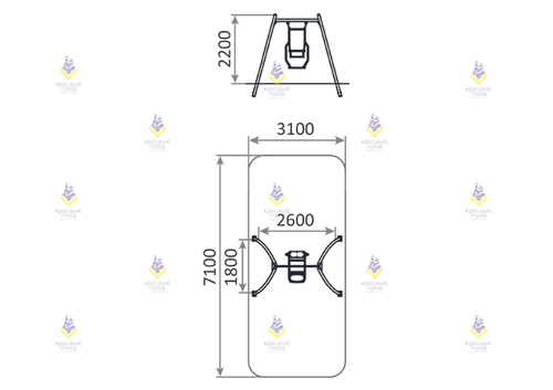 Качели металлические тип-1 с местом для подвеса «Дуэт»