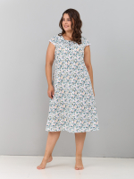 Ночная сорочка С-007/экрю-цветочкибирюза