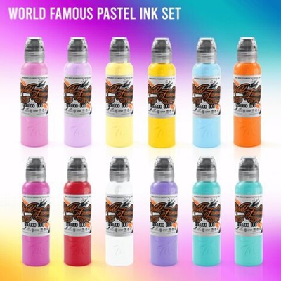 12 Color Pastel Set World Famous Tattoo Ink  1oz
