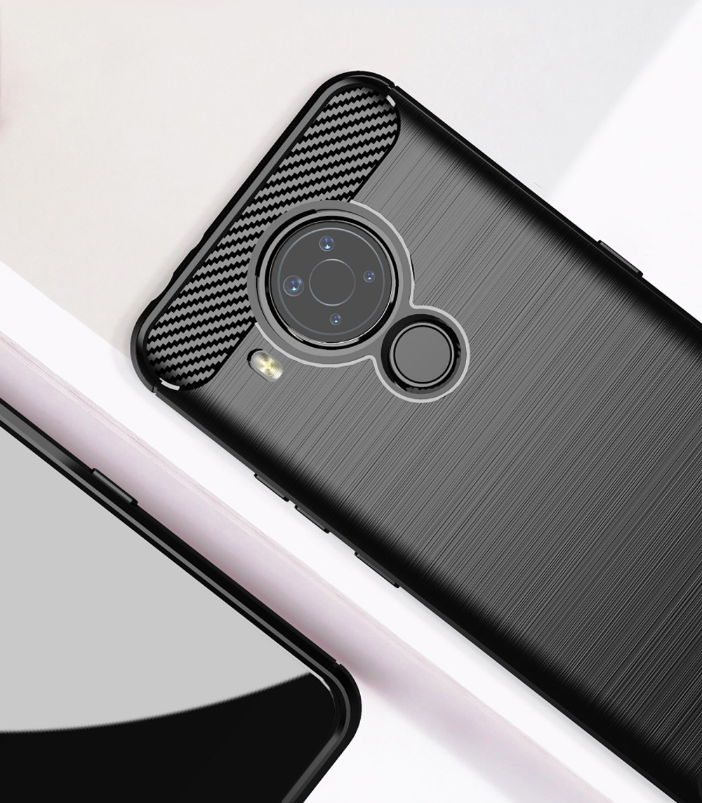 Мягкий защитный чехол для Nokia 5.4, серия Carbon (стиль карбон) от Caseport