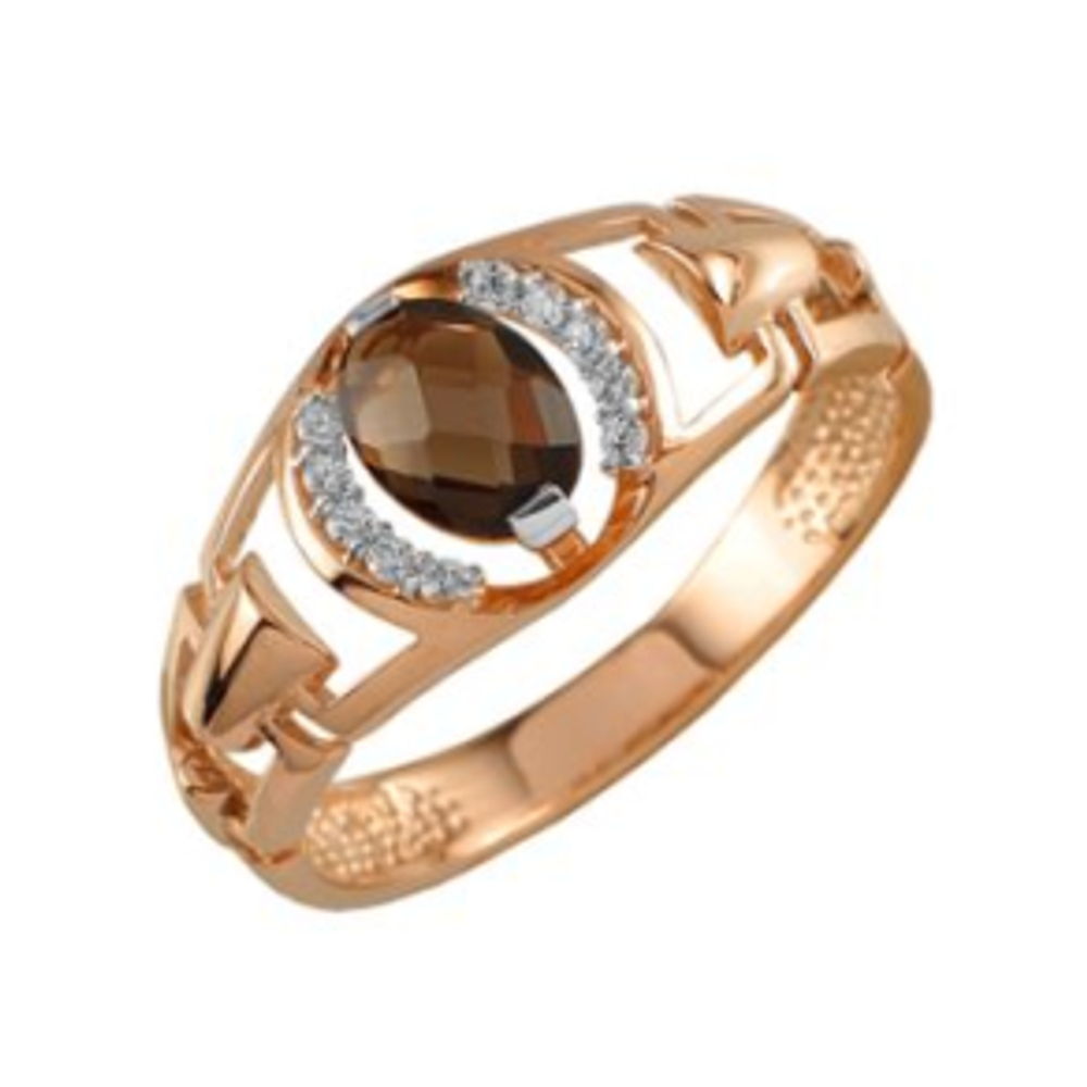 Кольцо из золота с раух-топазами