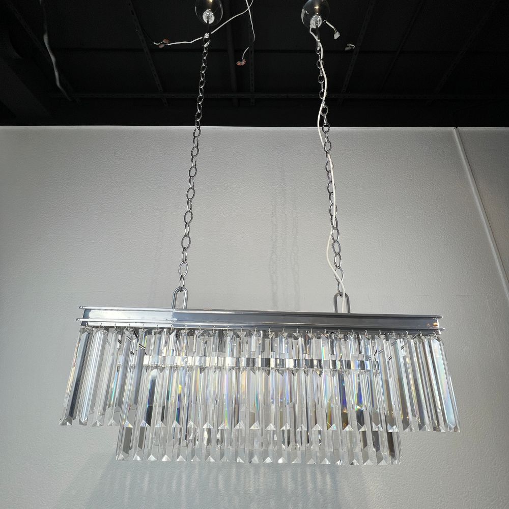 Подвесная Люстра Rh 1920S Odeon Clear Glass Fringe Chrome By Imperiumloft