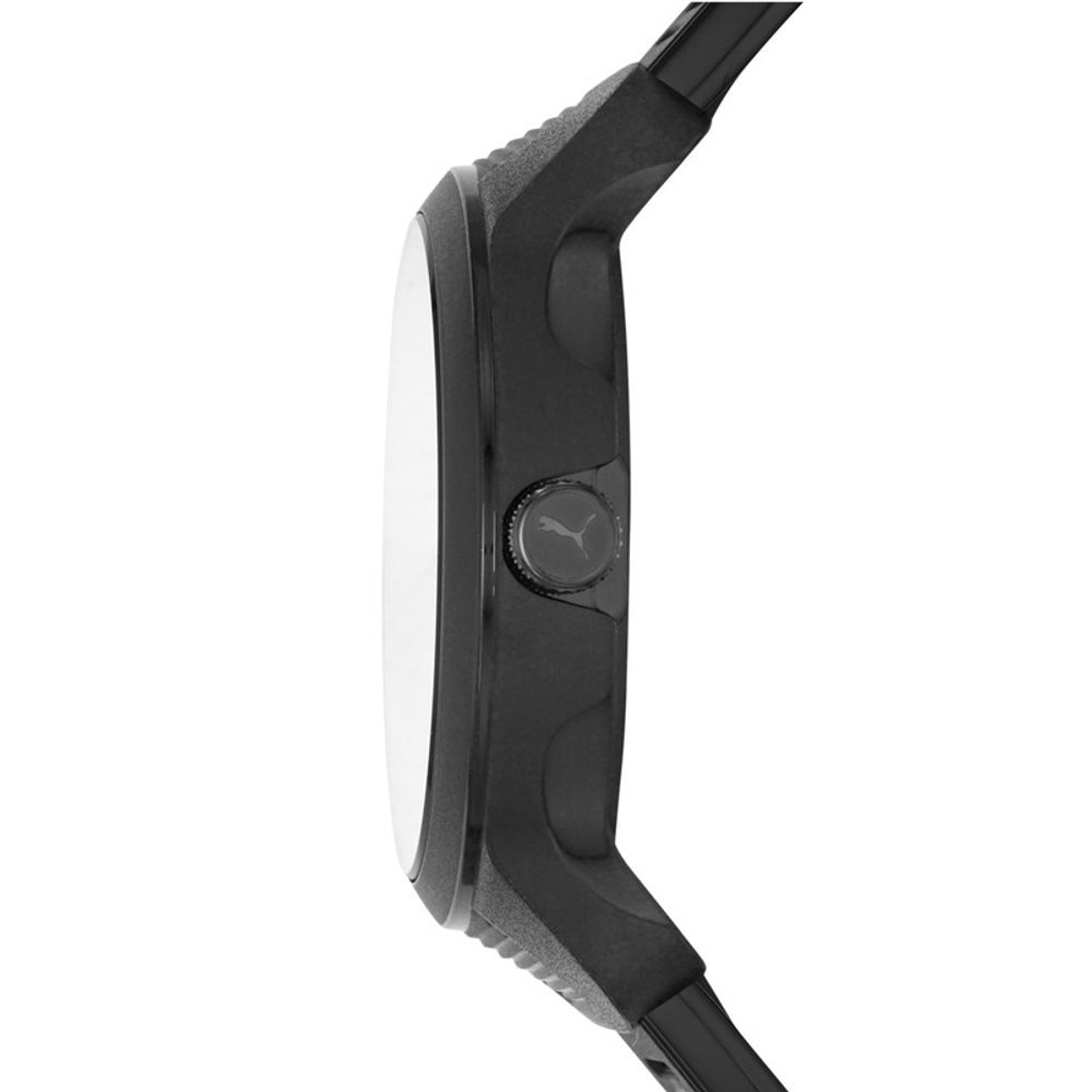PUMA Reset Series Wrist Watch Quartz Movement Rubber Strap 43mm Black Dial Men"s Watches P5004 BLACK