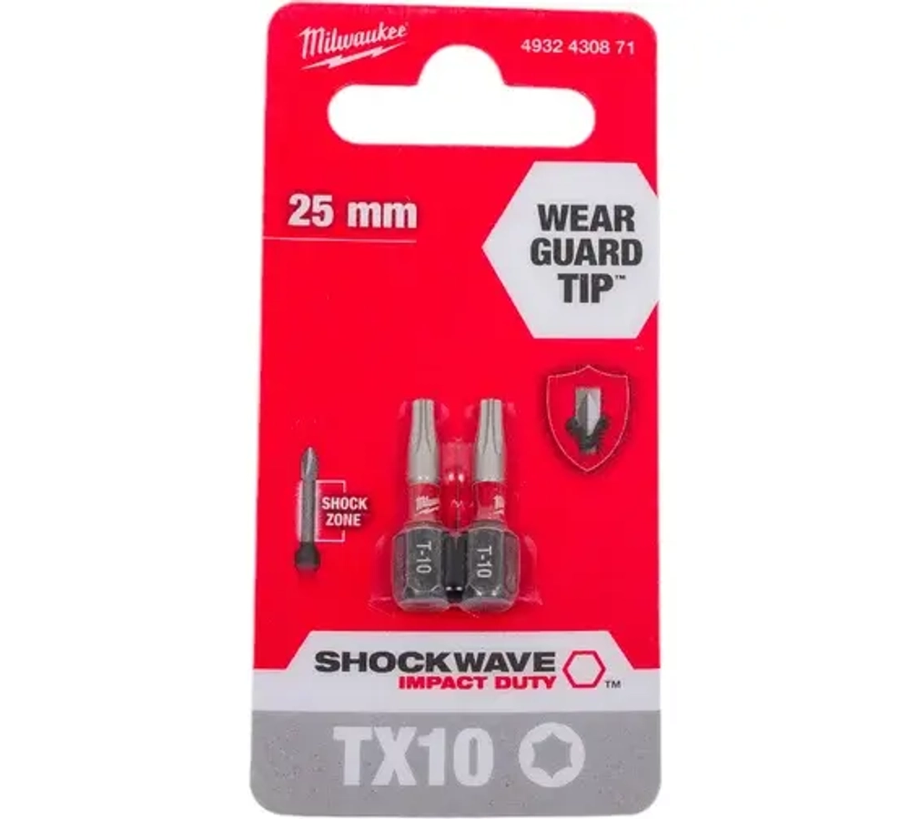 Насадка Milwaukee SHOCKWAVE TX10 25мм (2шт)