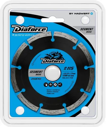 Диск алмазный SEGMENT BASIC 115х22,23х7,5x1,9 мм сухой рез DIAFORCE 510115