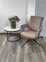 Стул М-City DISAUR Киннет (Kinnet) поворотный на поворотный на 360 градусов, Цв Шоколад Mohair-440, Castel-20, ткань, Тем.-Серый