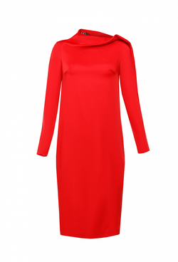 Креповое прямое платье с воротником с защипом 07-01-21 FW