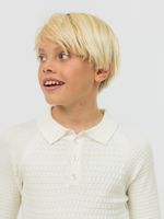 Поло для мальчика с длинным рукавом в школу AT1080 молочный