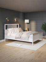 IKEA Кровать двуспальная HEMNES 160*200, белая, с металлической центральной перекладиной, из массива дерева, КЫМОР (ИКЕА ХЕМНЭС)