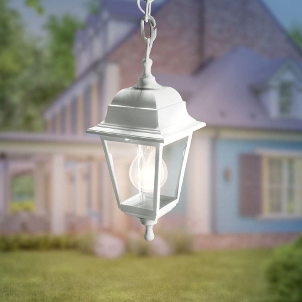 Садово-парковый светильник ЭРА НСУ 04-60-001 белый 4 гранный подвесной IP44 Е27 max60Вт