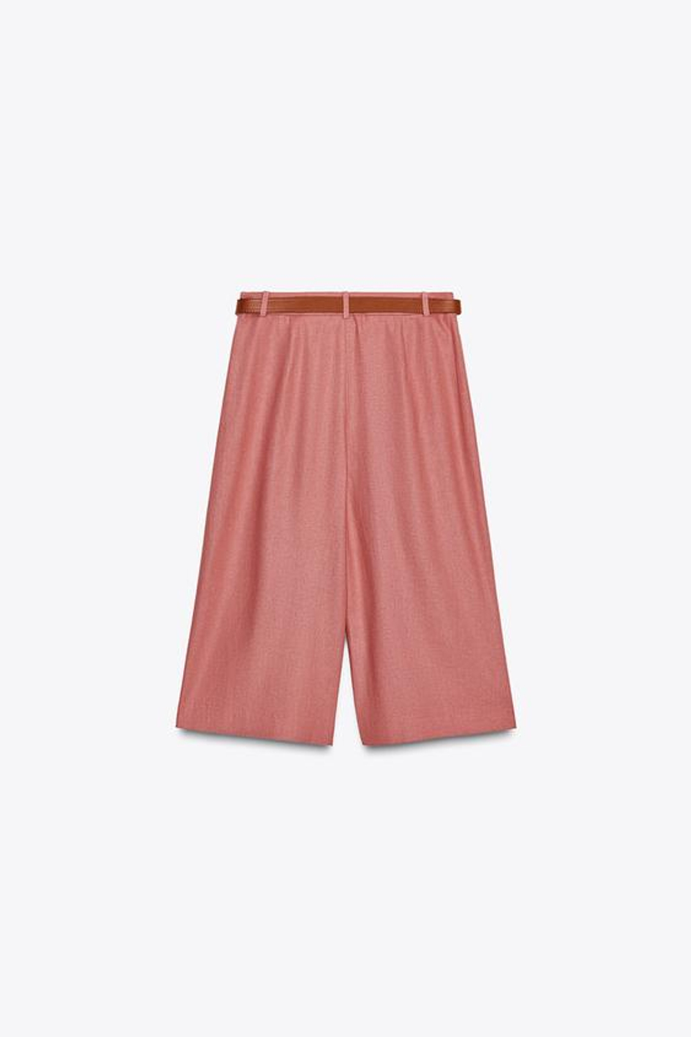 ZARА ДЛИННЫЕ БЕРМУДЫ С ПОЯСОМ ИЗ ЛЬНА, МАРСАЛА