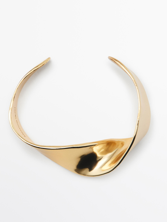 Massimo Dutti Широкий рельефный браслет, золотистый