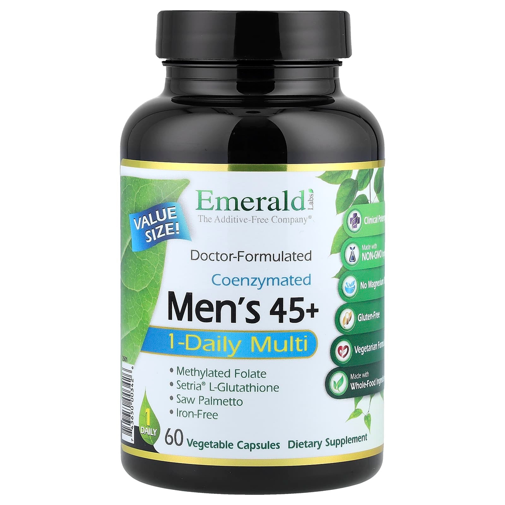 Emerald Laboratories, коферментный мультивитаминный комплекс для мужчин старше 45 лет для приема 1 раз в день, 60 вегетарианских капсул