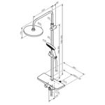 Душевая система с ванно-душевым термостатическим смесителем-полкой Damixa Apollo 947760000 Хром