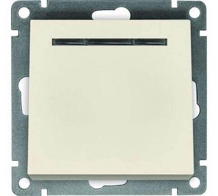 Выключатель одноклавишный с подсветкой "UNIVersal" серия "Афина ", с/у, 10А, 220В, слоновая кость