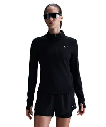Женская теннисная футболка с длинным рукавом Nike Dri-Fit Swift UV 1/4-Zip Running Top - black