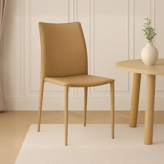 Стул Rolf из фактурной кожи цвета мокко