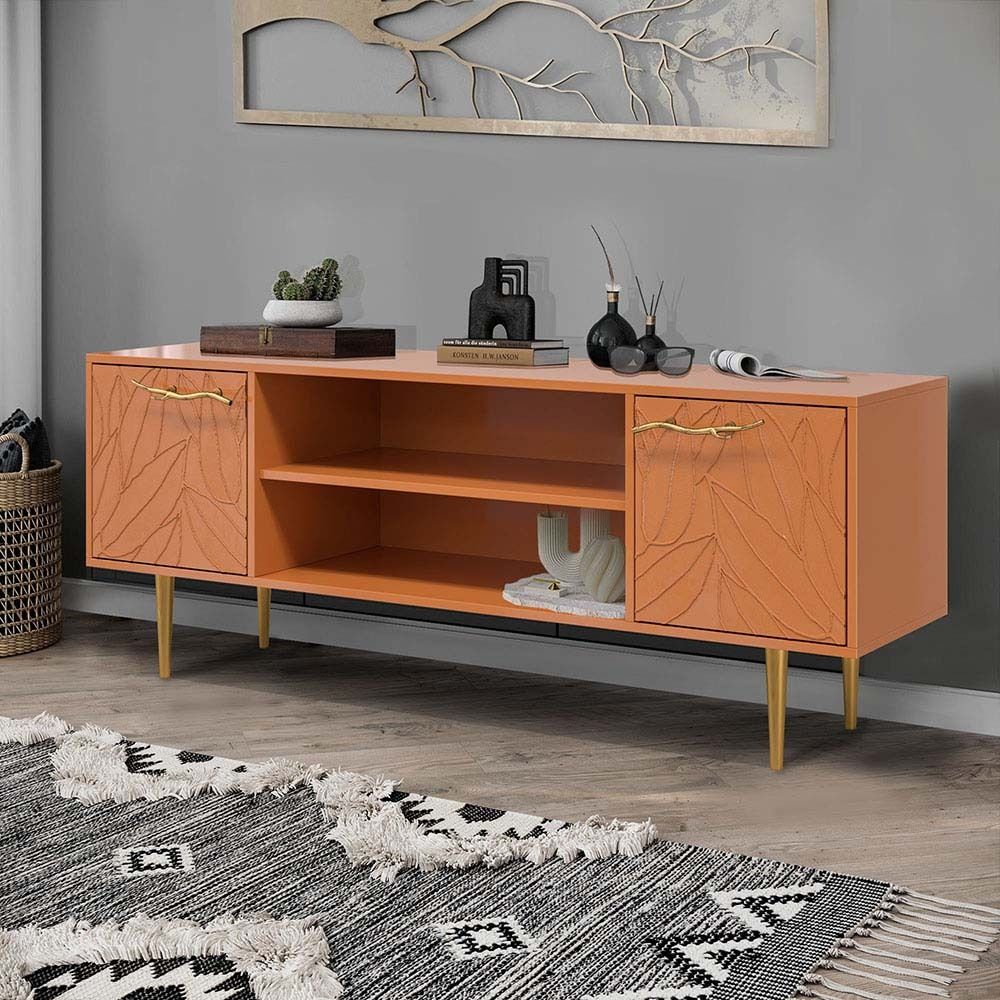 Тумба под ТВ Арт Колор leaves 155см Стайл Голд Томленый оранжевый