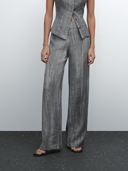 Massimo Dutti Брюки из 100% льна, свинцовый