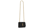 SAINT LAURENT KATE Grained Calfskin Shoulder Bag Small Women"s Black