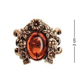 AM-2678 Кольцо «Подкова счастья» (латунь, янтарь)