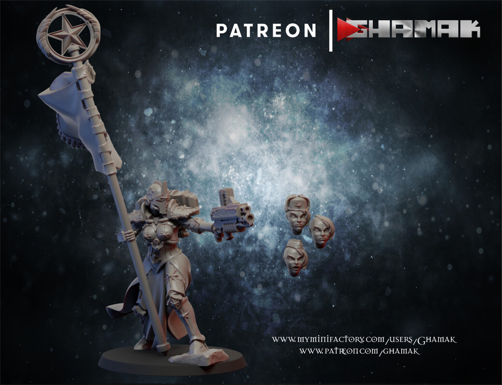 Adepta Sororitas Imagifier Сестра-знаменосец №2 миниатюра для dnd, днд, pathfinder, фентези, Настольная игра, НРИ, Варгейм, РПГ
