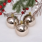 Новогодние шары 7 см (набор 3 шт) «Глянец», шампань