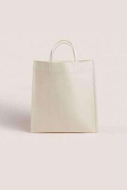 ZARA HOME ХЛОПКОВАЯ ЖЕСТКАЯ СУМКА, СВЕТЛО-БЕЖЕВЫЙ