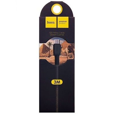 Кабель HOCO X20 USB-microUSB 2.4A 3м PVC Black