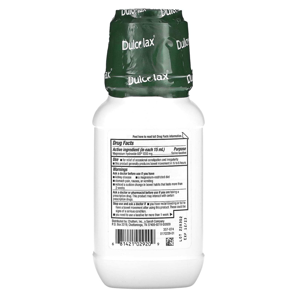Dulcolax, жидкое слабительное, мятное средство, 354 мл (12 жидк. унций)