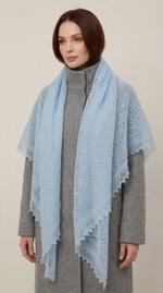 Оренбургский пуховый платок-паутинка А150-04 голубой