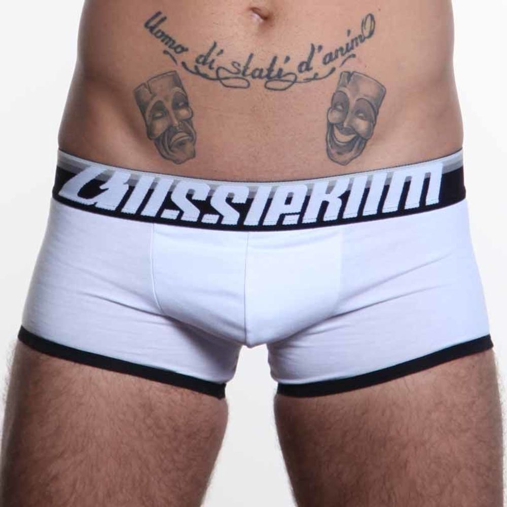 Мужские трусы хипсы Aussiebum Bodifom  Tone Hip White с серой резинкой  AB00189