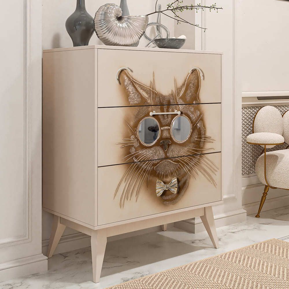 Комод Кот Саймон с 3 ящиками Айвори